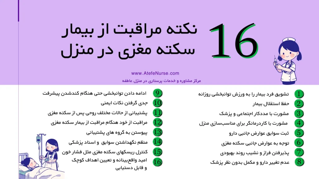 16 نکته مراقبت از بیمار سکته مغزی در منزل