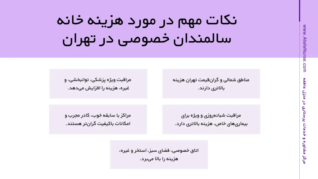 نکات مهم در مورد هزینه خانه سالمندان خصوصی در تهران