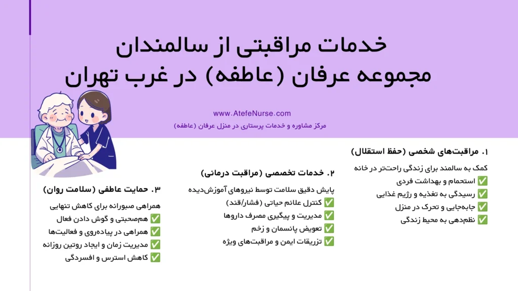 خدمات مراقبتی پرستار سالمند در غرب تهران